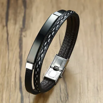 Модный и популярный мужской браслет с оплеткой из нержавеющей стали для подарка ювелирных изделий и для стильного образа
