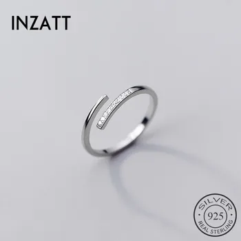 Регулируемое кольцо из настоящего серебра 925 пробы INZATT с цирконием для модной женской вечеринки, Изысканные ювелирные изделия, Милые аксессуары, Минималистичный ПОДАРОК