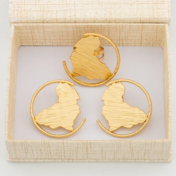 серьги-кольца из 18-каратного золота в подарочной коробке, серьги-клипсы в африканском Дубае и набор колец на палец для помолвки, бразильские подарки