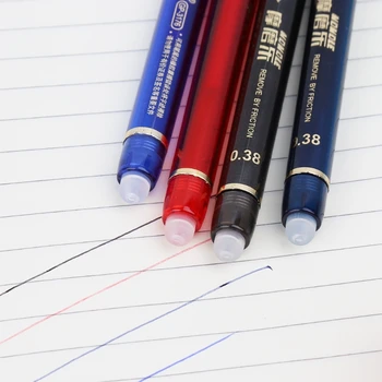 Стираемая гелевая ручка 0,38 мм с синими, красными, черными заправками, школьные канцелярские принадлежности