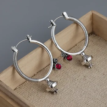 Винтажные металлические серьги-кольца ручной работы, простые женские серьги-крючки в богемном стиле