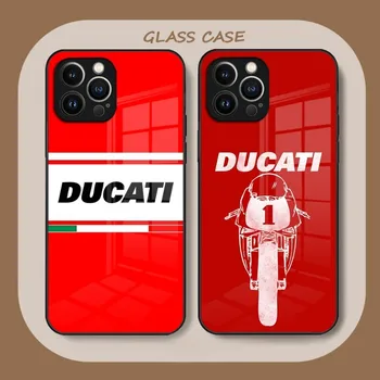 Чехол Для Телефона С Логотипом Мотоцикла Ducati Из Закаленного Стекла Для iPhone 12 14 13 11 Pro XS Max Plus Mini X XR 8 7 6s SE2020 Coque