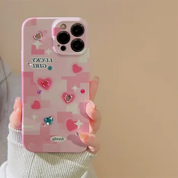 Сладкий Y2K розовый чехол для телефона Love Heart Star для iPhone 15 14 13 12 11 Pro Max 15 14 Плюс красочный чехол для телефона со стразами