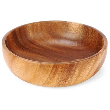 9.5 дюймов деревянные чаши, деревянная салатница большая деревянная миска для еды фруктов, салатов и украшения
