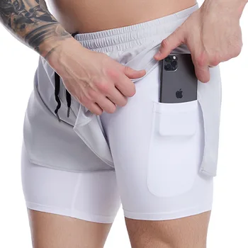 Спортивные шорты 2023, мужские быстросохнущие Дышащие двухслойные штаны для фитнеса, штаны для марафонского бега от пота, взрывные штаны для марафона
