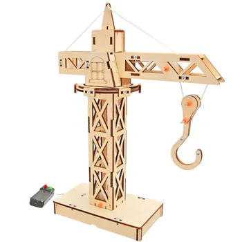Модель электрического башенного крана Детская научная игрушка STEM Technology Гаджет DIY 3D Головоломка Обучающие Развивающие игрушки для детей