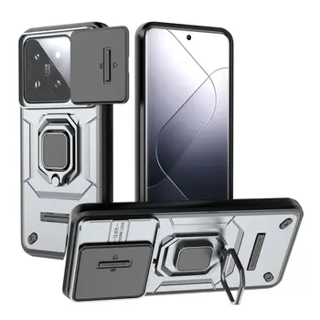 Подходит для XiaoMi 14pro Combat Bear Ring чехол для мобильного телефона XIAOMi 14pro REDMINOTE12 PRO броня с раздвижным окном защитный чехол