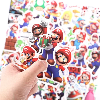50шт Наклейки Super Mario Mario Bros Luigi Yoshi Граффити Водонепроницаемые наклейки Игрушки для детей на ноутбук, Скейтборд, чемодан, велосипед