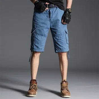 Новые летние мужские шорты-карго 2023, хлопковые Свободные однотонные повседневные прямые Модные спортивные штаны для бега трусцой в спортзале, Короткие брюки-карго для мужчин