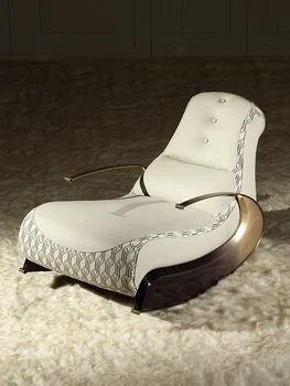 Современное итальянское легкое роскошное кресло-качалка, кожаное кресло-качалка, кресло для отдыха, односпальный диван-качалка
