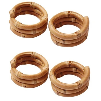 Деревянные бамбуковые кольца для салфеток, набор из 8 колец для салфетниц ручной работы из ротанга, настольные украшения для свадьбы