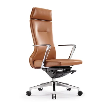Высококачественное роскошное удобное офисное кресло из натуральной кожи с высокой спинкой, кресло босса-менеджера, кожаное офисное кресло босса с откидной спинкой