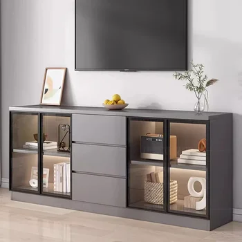 Стеклянный Напольный шкаф для телевизора в гостиной С высоким портативным дисплеем, Современный Телевизионный стол для хранения мебели MQ50DS для Каса