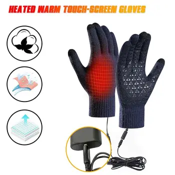 Теплые перчатки с электрическим подогревом, Креативные перчатки для сенсорного вязания, велосипедные перчатки, компьютерные перчатки, нескользящие перчатки с USB-подогревом, мужские, женские