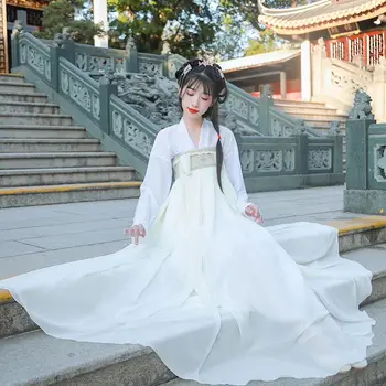 Комплект платья Hanfu, женское элегантное платье принцессы с цветочной вышивкой в традиционном китайском стиле, женские костюмы милой феи для косплея.
