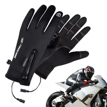 Перчатки с электрическим подогревом, перезаряжаемые через USB с сенсорным экраном, теплые перчатки, зимние водонепроницаемые ветрозащитные перчатки для согревания рук Для