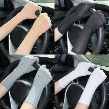 Женские тонкие водительские перчатки средней длины, Перчатки для этикета, Солнцезащитные перчатки с защитой от ультрафиолета