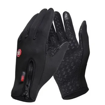 1 Пара велосипедных перчаток Мужские Женские флисовые ветрозащитные теплые перчатки с сенсорным экраном для альпинизма на открытом воздухе, катания на лыжах, перчатки на молнии Быстрая доставка