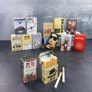 Портсигары из жести в стиле ретро, Процесс выпечки, коробка для сигарет с откидной крышкой, Персонализированное Творчество, Аксессуары для сигарет