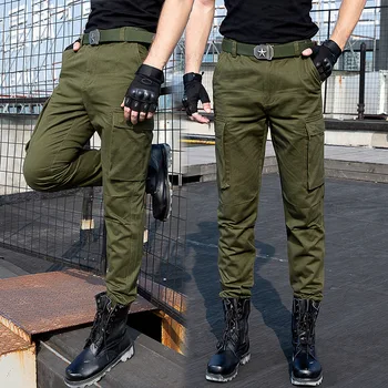 ZYQS Походные мужские тактические брюки хлопчатобумажная униформа Охотничья военная холщовая мешковатая прямая трубка армейский тренировочный веер