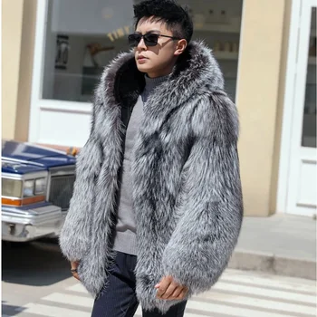 Мужское пальто из искусственного меха, зимняя утепленная пушистая теплая верхняя одежда с длинным рукавом, роскошная куртка Bontjas с капюшоном, плюшевые пальто-ветровки 2023