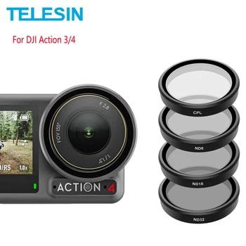 Комплект Фильтров для Объектива TELESIN CPL ND8 ND16 ND32 Рамка Из Алюминиевого Сплава для DJI OSMO Action 3 4-Й CPL-Объектив Аксессуары Для Экшн-Камеры
