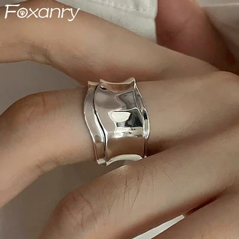 Foxanry Минималистичные серебряные кольца на палец для женщин, Новые модные Креативные украшения ручной работы неправильной геометрической формы, подарки для вечеринок