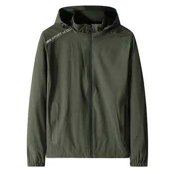 Повседневные куртки Оверсайз Для мужчин 2021 Новая Мода Ветровка с капюшоном Однотонная Высококачественная Черная куртка Пальто Большого размера для мужчин