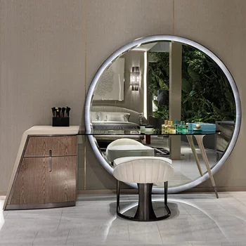 Роскошный современный туалетный столик из итальянского закаленного стекла высокого класса для макияжа