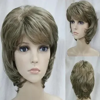 Популярные короткие смешанные светлые коричневые женские парики для косплея